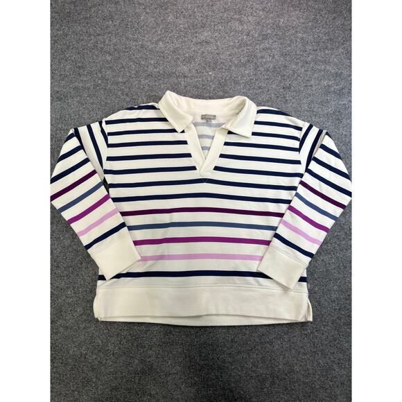Talbots Rugby style striped cropped long sleeve shirt Size S/P - Picture 1 of 6